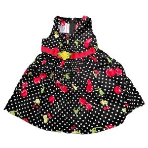 Ashley Ann Sleeveless Dress Toddler Girl Size 18 Months Polka Dot Cherry Floral